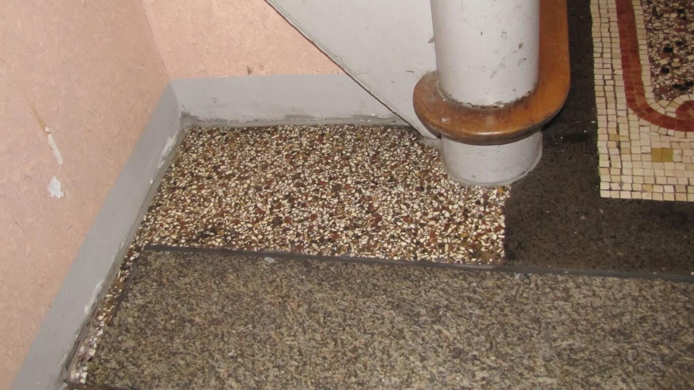 Hauseingang in Fürth: Terrazzo mit Mosaikbordüre