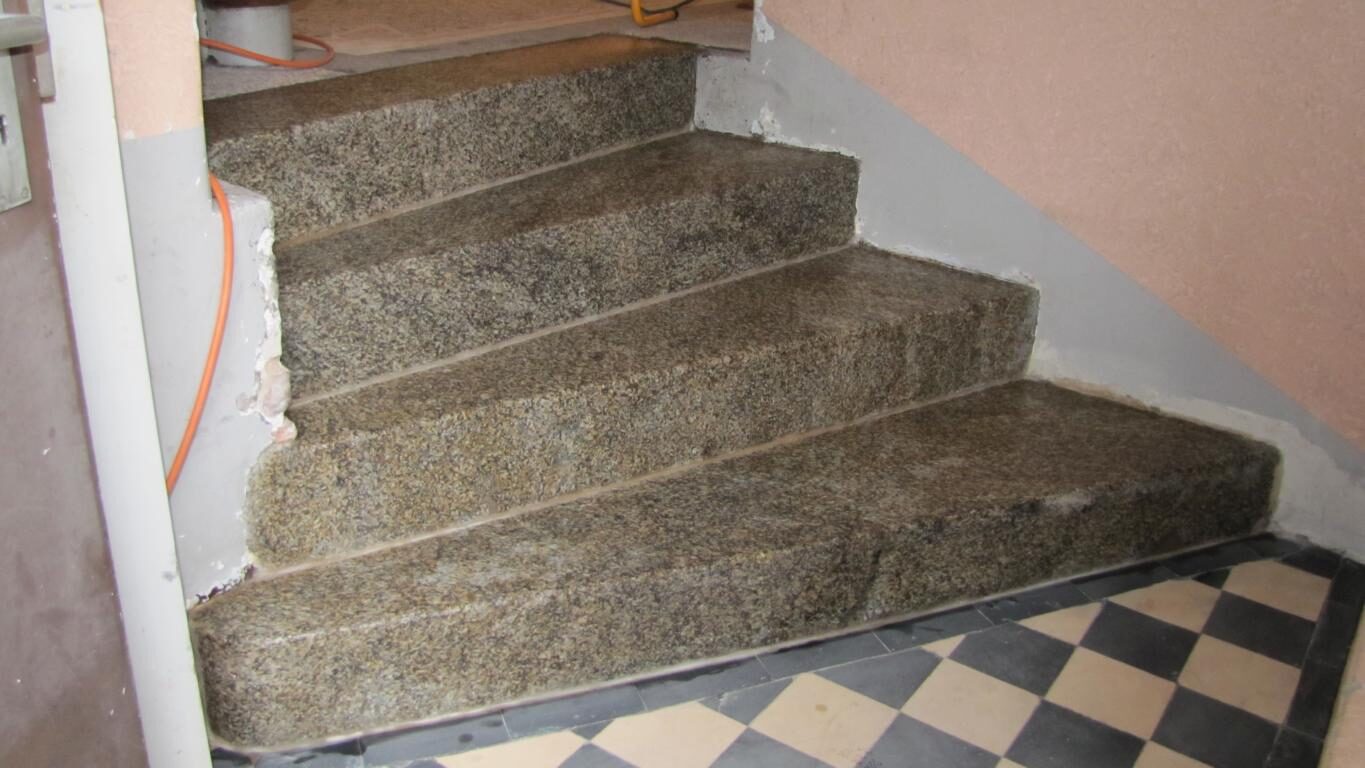Hauseingang in Fürth: Terrazzo mit Mosaikbordüre