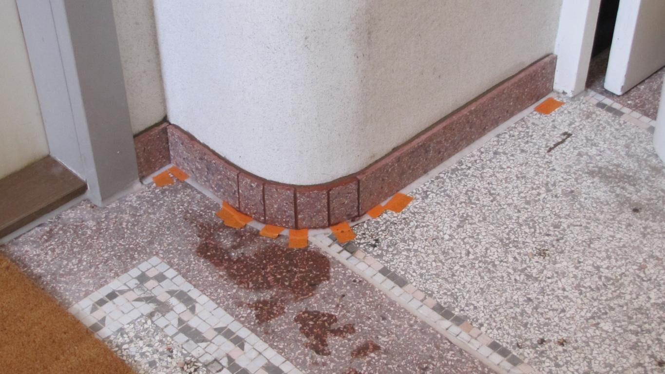 Terrazzoboden im Erdgeschoss freigelegt und geschliffen