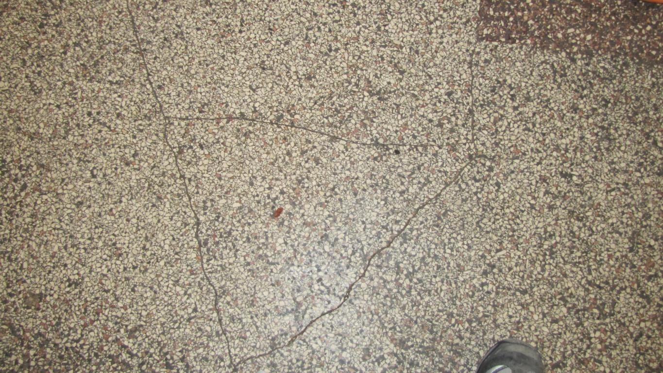 Terrazzoboden im Erdgeschoss freigelegt und geschliffen